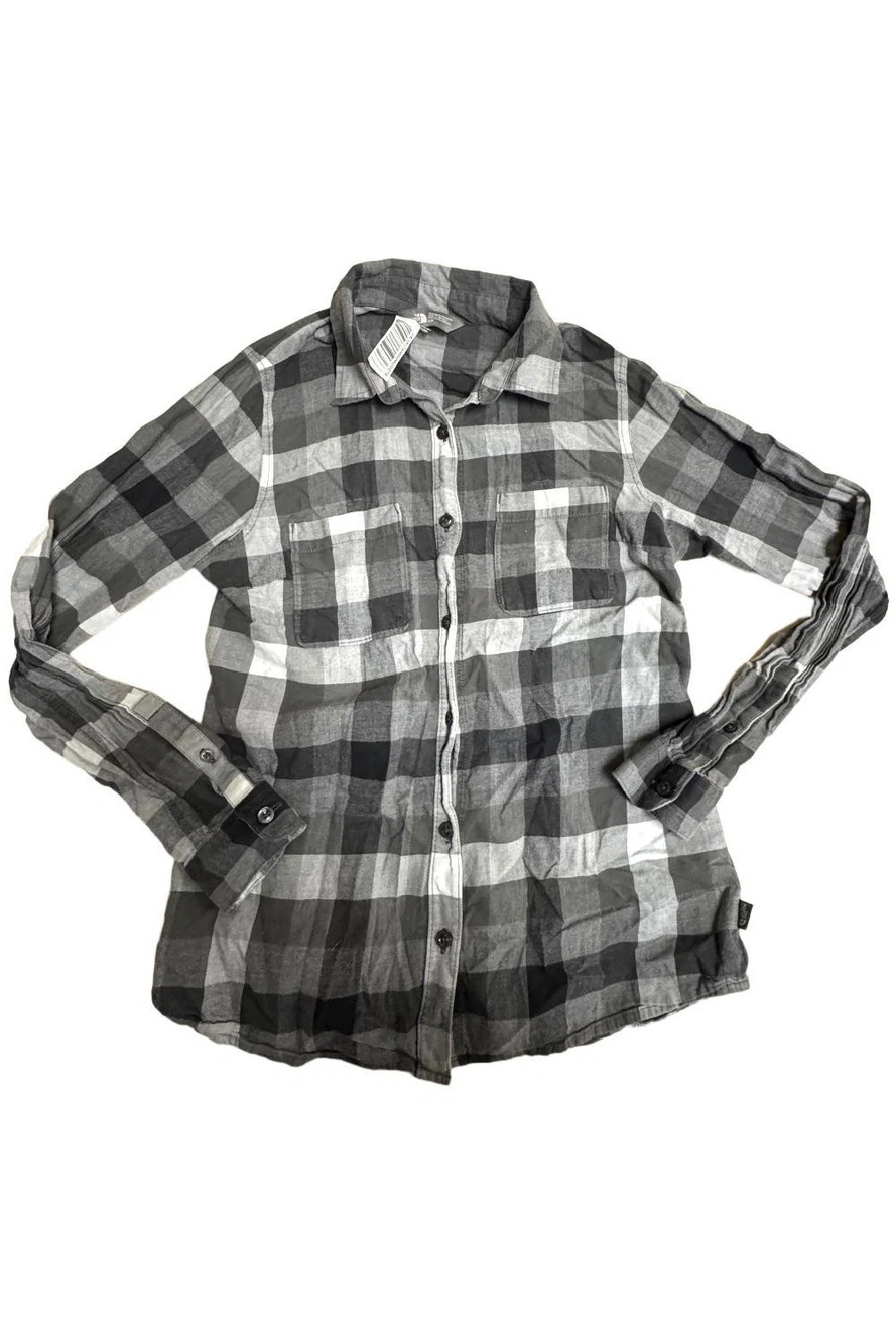 The North Face Women's Trail Ready Button-Up Shirt Blk/Gry Plaid - Regular